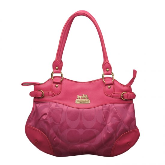 Coach Logo In Monogram Medium Fuchsia Satchels EMK | Women